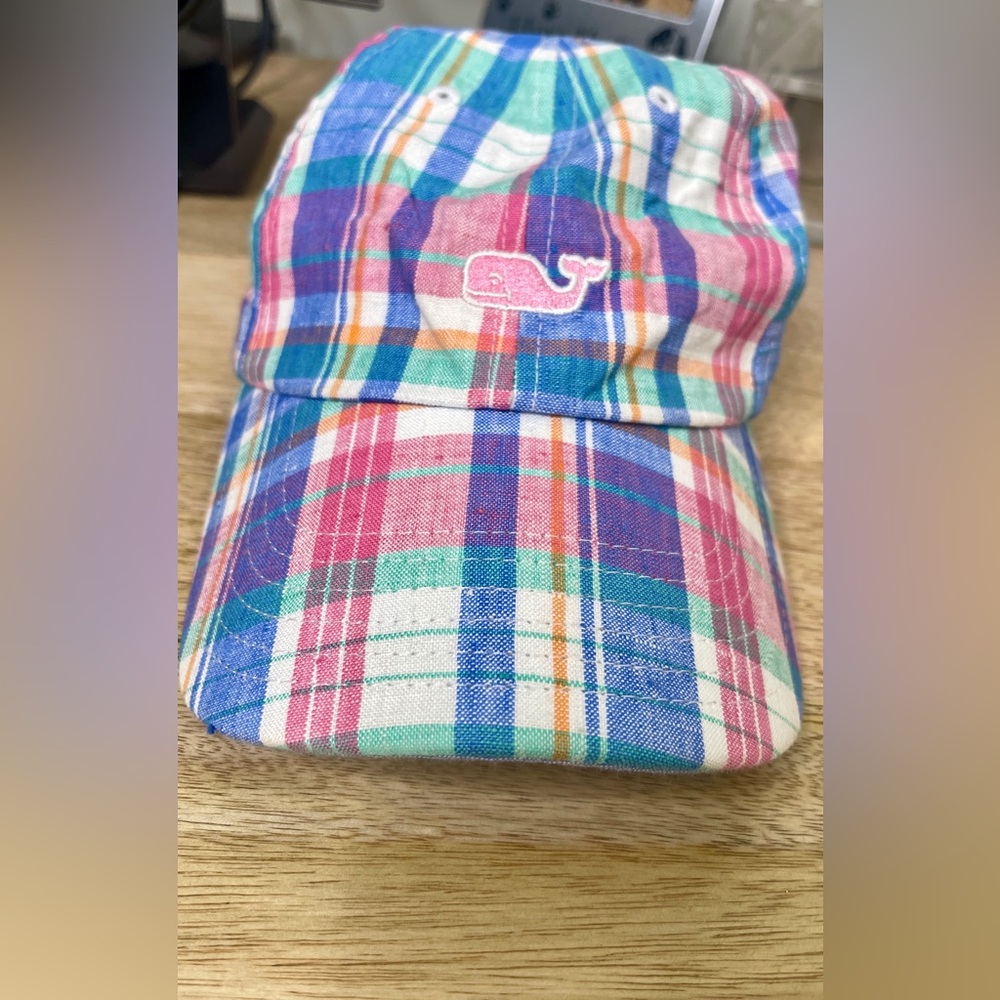"VINEYARD VINES" New wot Whale Cap plaid Adjusts to fit all